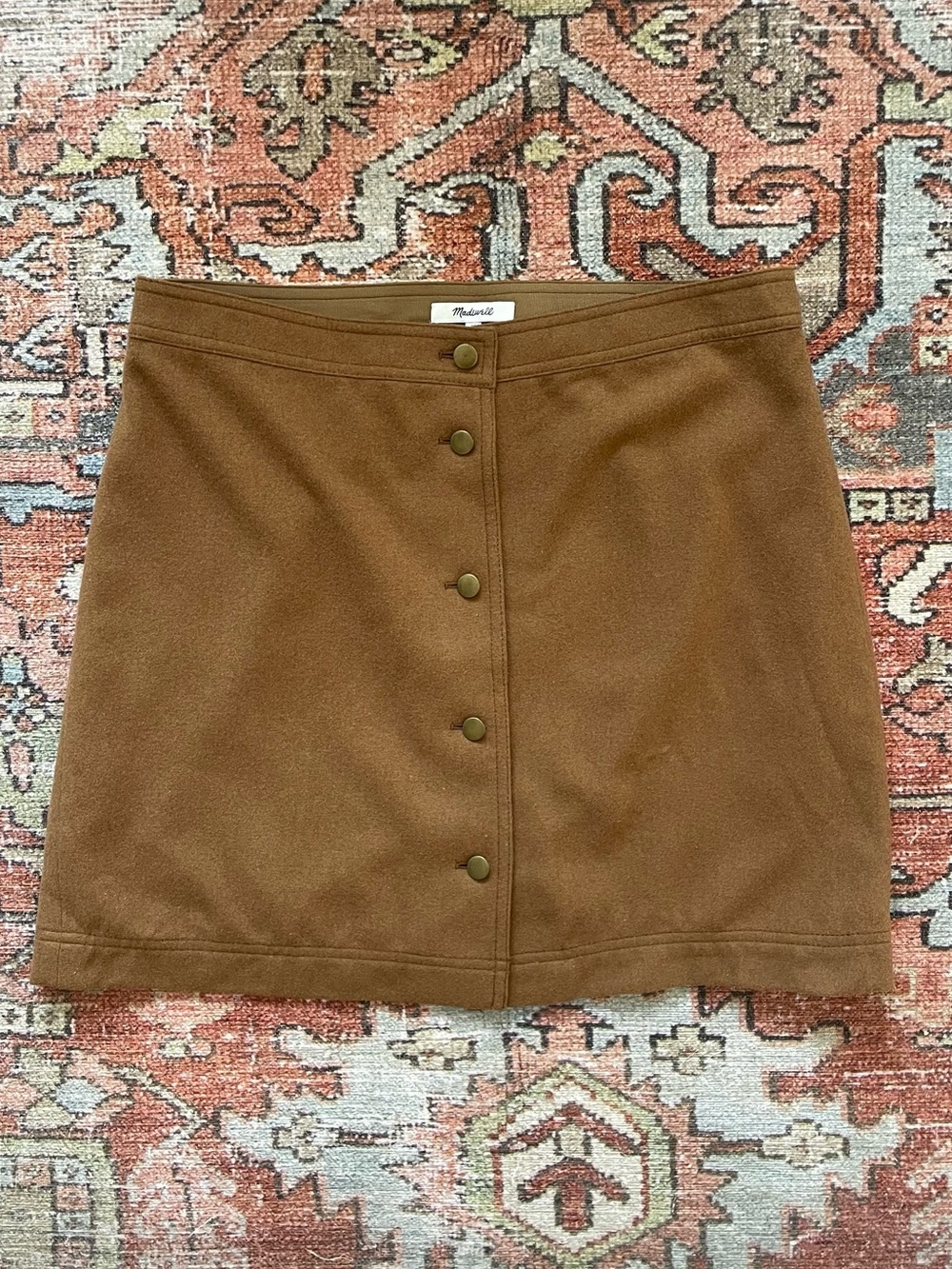 Madewell Chestnut Button-Front Mini Skirt